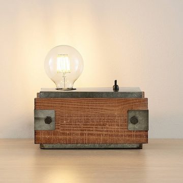 Lindby Tischleuchte Nilaska, Leuchtmittel nicht inklusive, Vintage, MDF, Holz, holz, Schwarz, 1 flammig, E27, Holz Tischleuchte