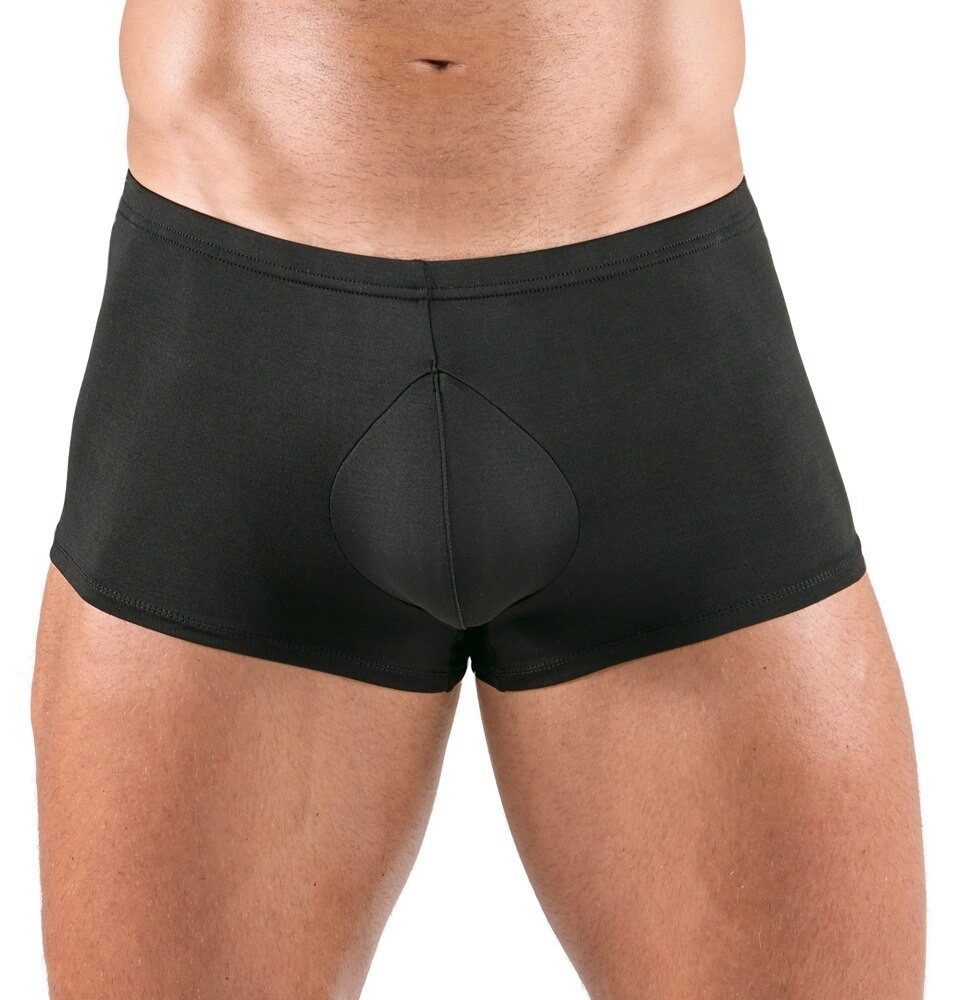 Svenjoyment Boxershorts Enge Boxershorts aus weicher elastischer Mikrofaser - schwarz (1-St) Eingearbeitetes Polster in konturierter Penisoptik