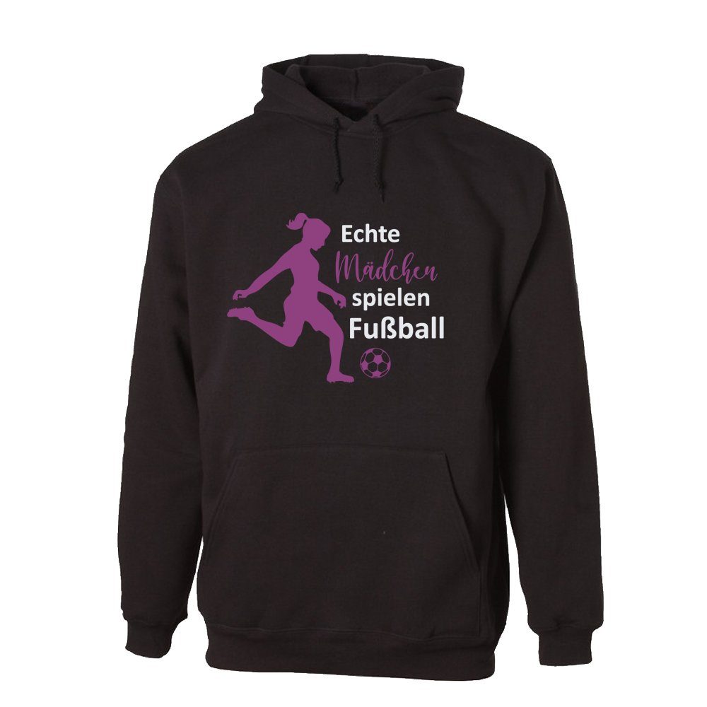 G-graphics Hoodie Echte Mädchen spielen Fußball mit trendigem Frontprint mit Spruch