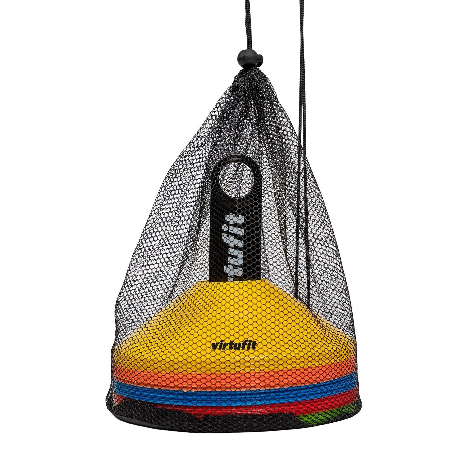 VirtuFit Markierungshütchen VirtuFit Trainingspionnen Set 50 Stk. inkl. Halter - 5 Farben, flexibe