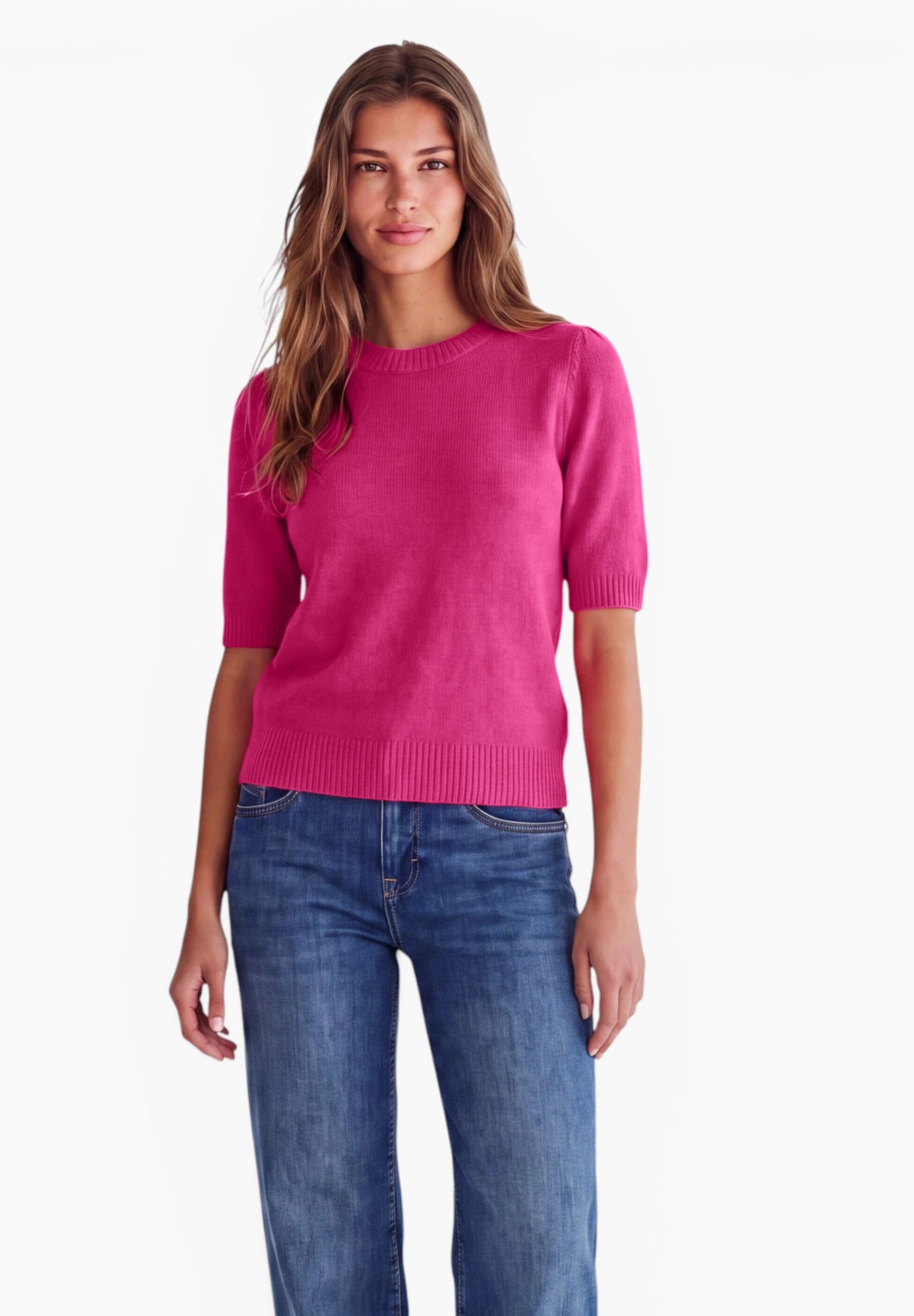 STREET ONE STUDIO Kurzarmpullover mit Raffungen an den Ärmeln