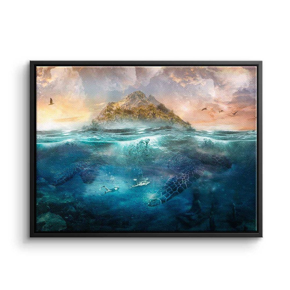 THINGS HAPPEN Leinwandbild, Leinwandbild Zitat, BEST UNEXP THE Mit DOTCOMCANVAS® - LIFE Rahmen - Pop ohne IN Art Premium