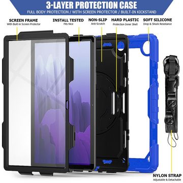 Lobwerk Tablet-Hülle 4in1 Hülle für Samsung Galaxy Tab A7 SM-T500 T505 10.4 Zoll +Tragegurt, Sturzdämpfung, Aufstellfunktion, Outdoor