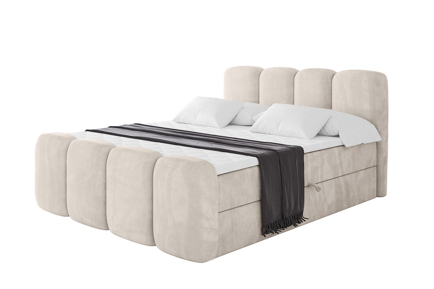 ALTDECOR Boxbett NINA-Z (Multipocket-Matratze H4, H3 Matratze Bonellfederung, Topper, Kopfteil), Doppelbett mit Fußteil
