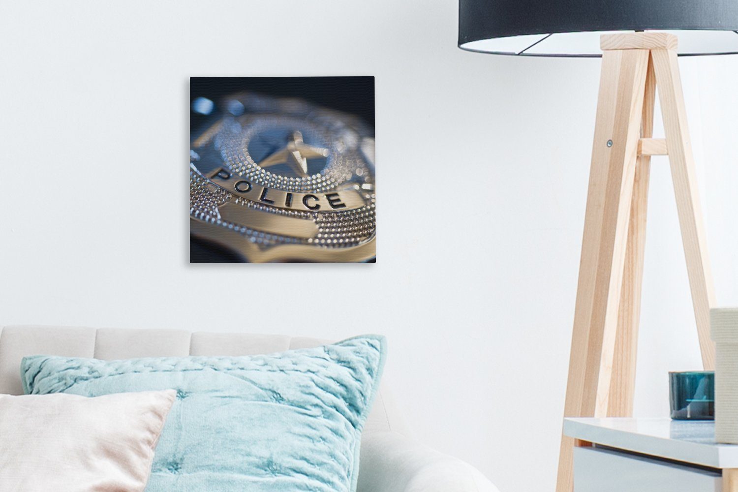OneMillionCanvasses® Leinwandbild (1 St), für Wohnzimmer Schlafzimmer Bilder Leinwand Polizeiabzeichen