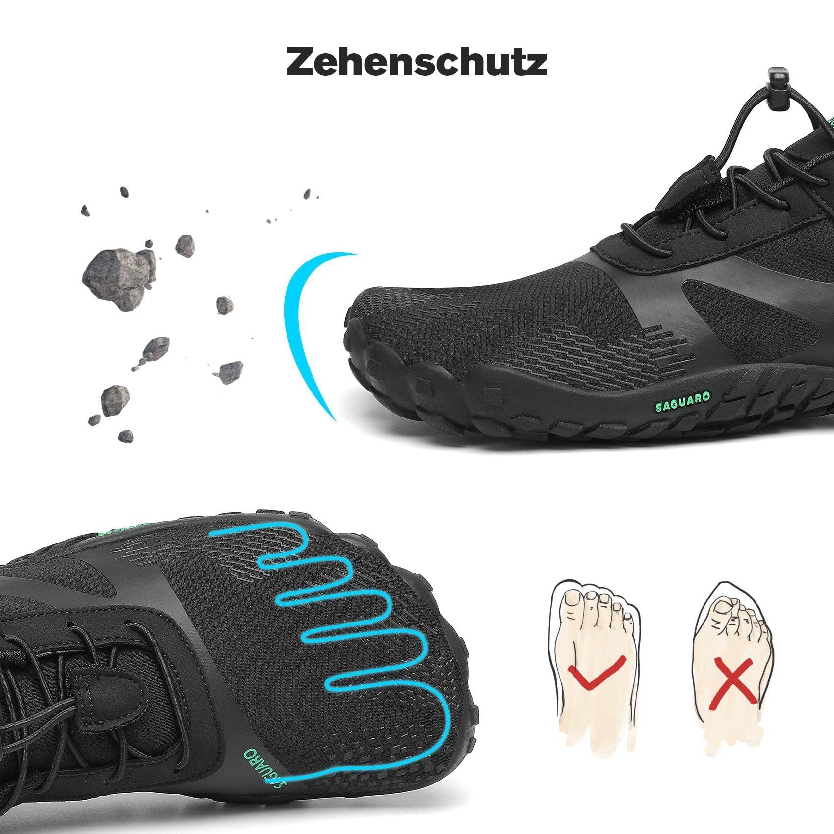 SAGUARO Barfußschuh (bequem, leicht, atmungsaktiv, Sneaker Minimalschuhe Laufschuhe Schwarz Trail-Running rutschfest) Jogging 054 Sport-Schuhe