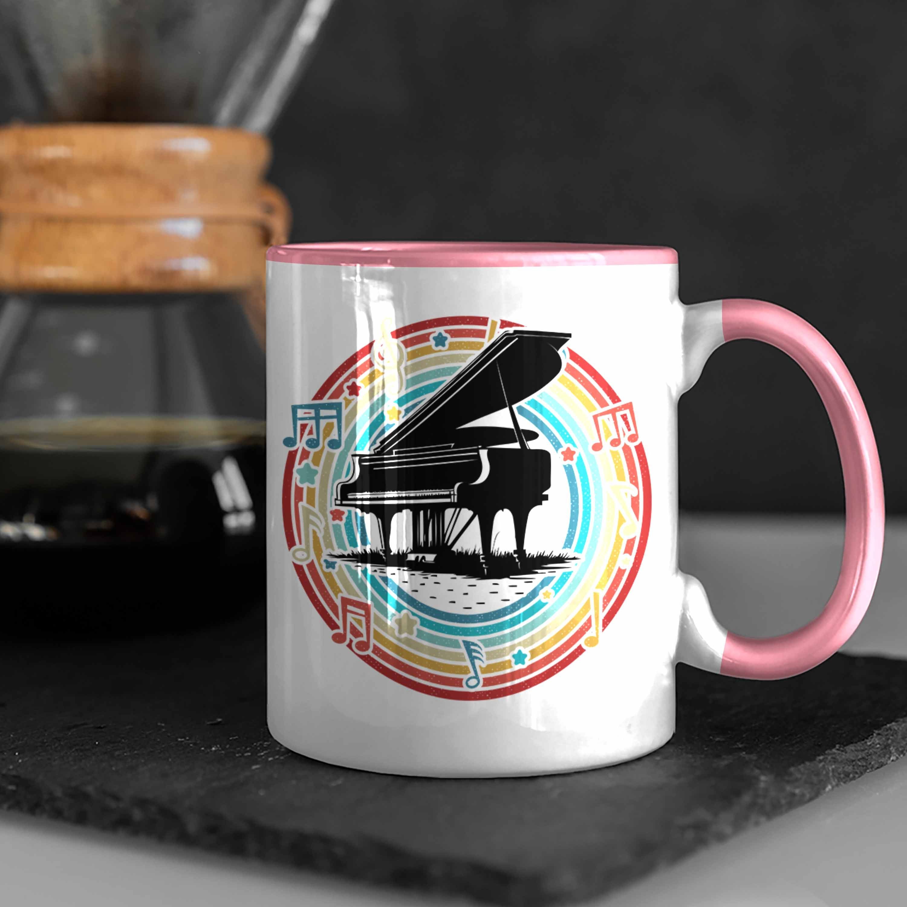 Tasse Tasse Geschenkidee Kaffee-Becher Trendation Flügel Piano-Spieler Geschenk Rosa Klavier