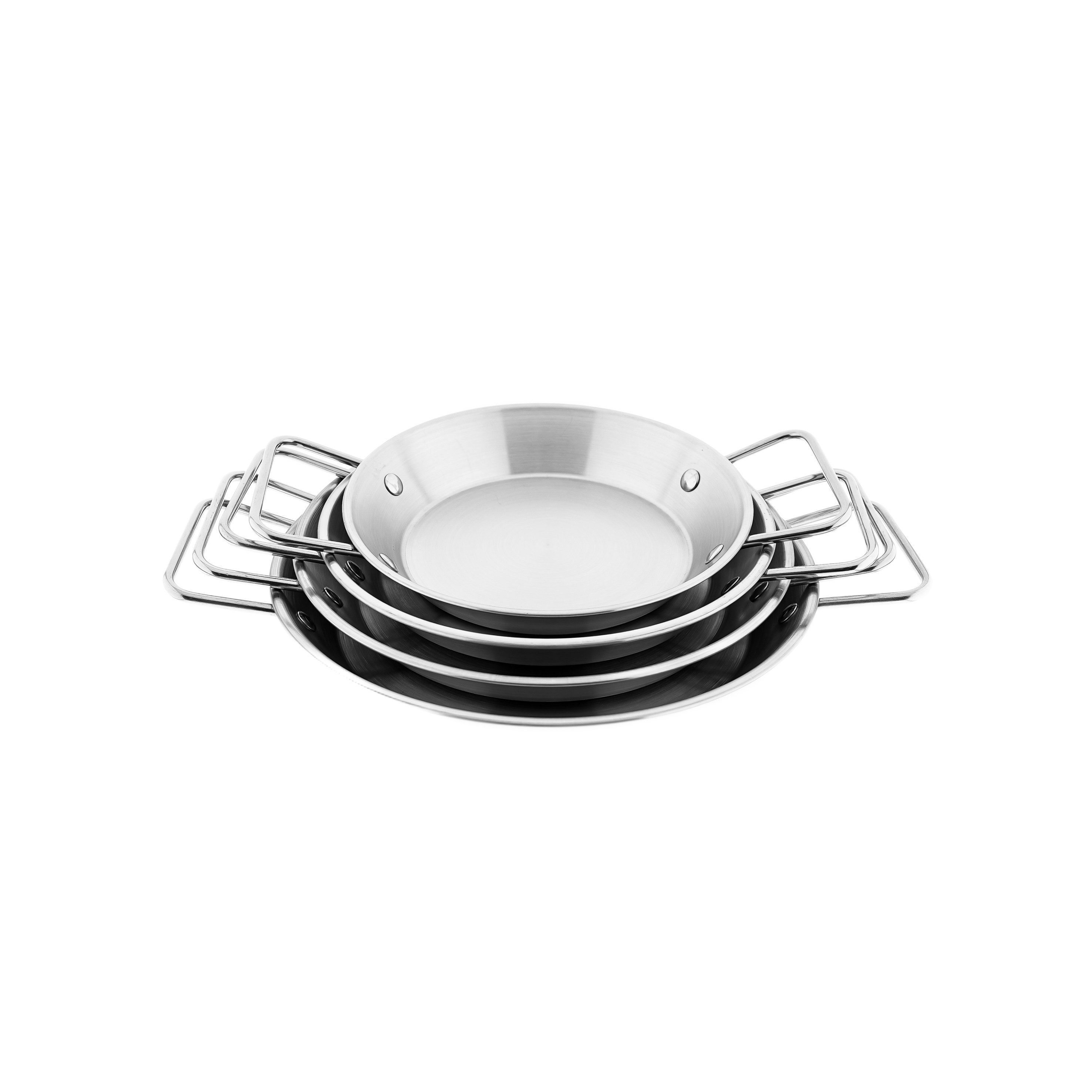 Almina Bratpfanne 4er Set Bratpfanne Paellapfanne Edelstahl 20-22-24-26 cm, (4-tlg)