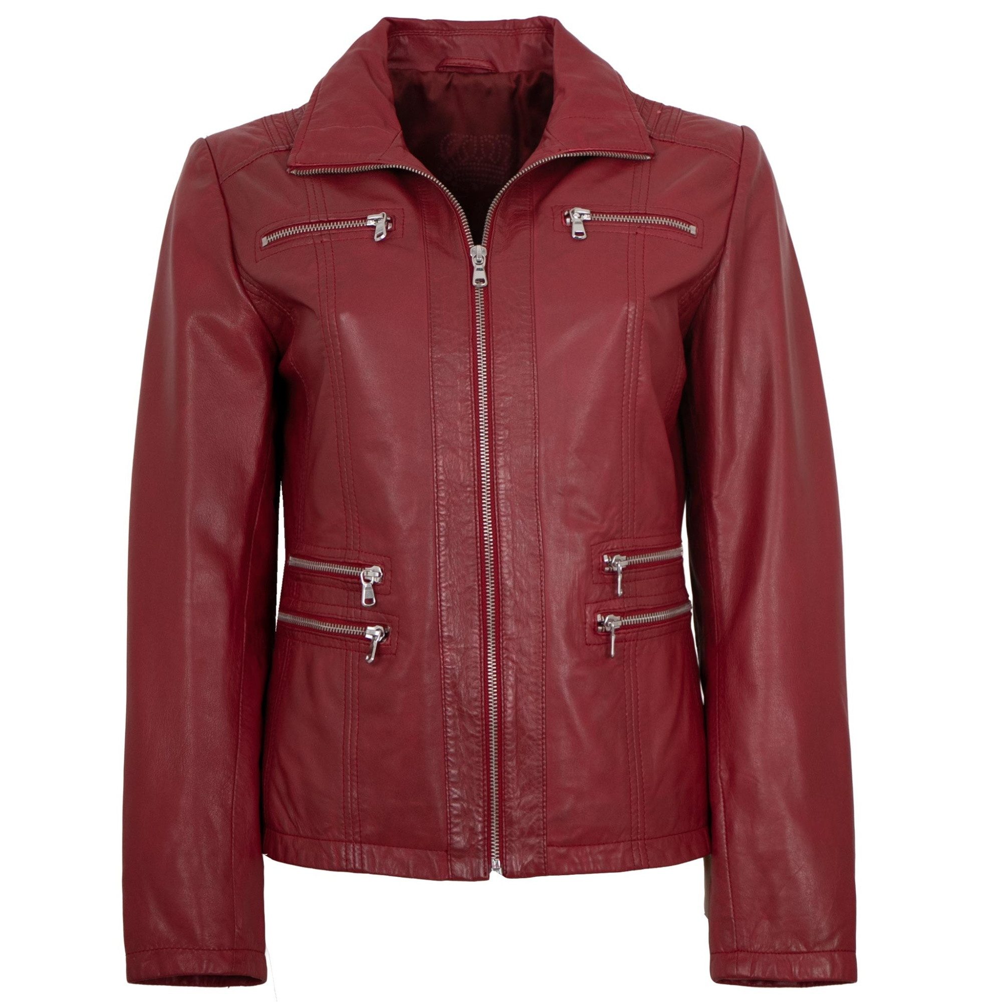 Maddox Lederjacke Madras MADDOX - Damen Lederjacke Lammnappa kirsche