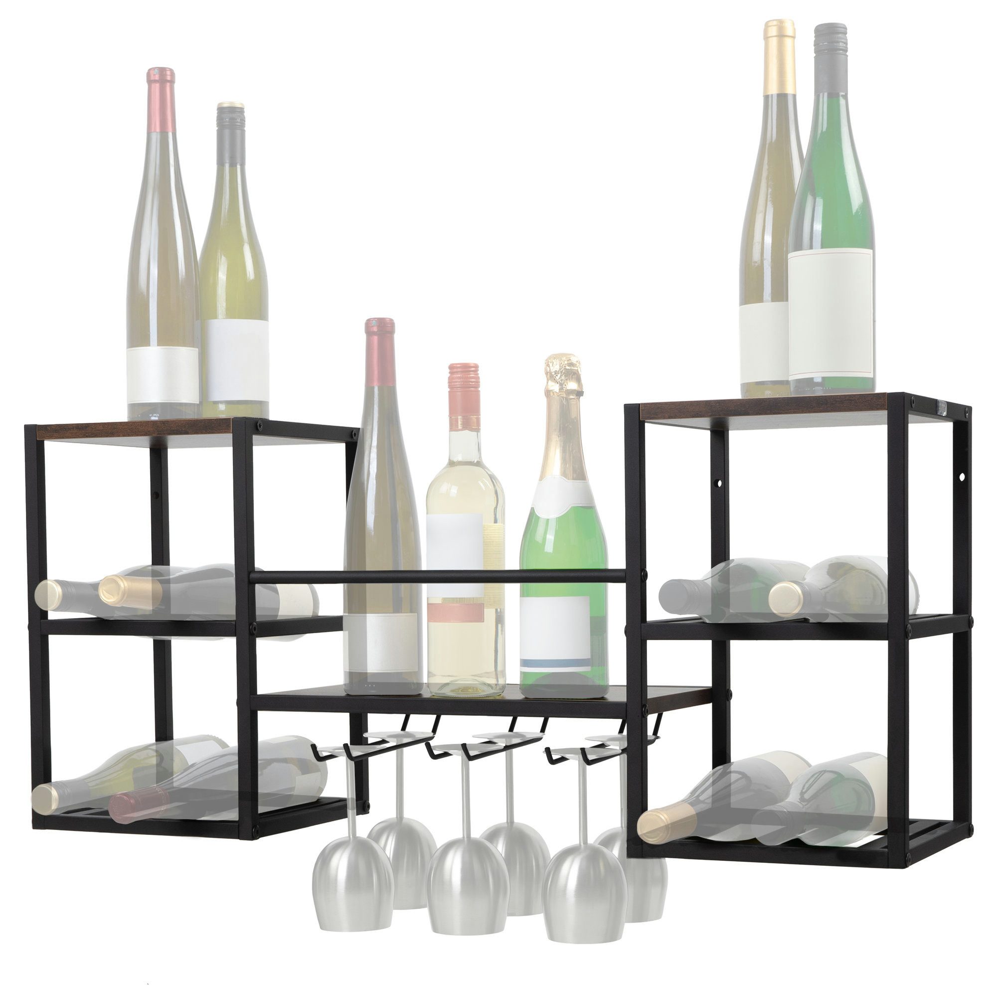 Weinregal Weinhalter Wandmontiert, Weinglashalter, Flaschenregal, Wandbar