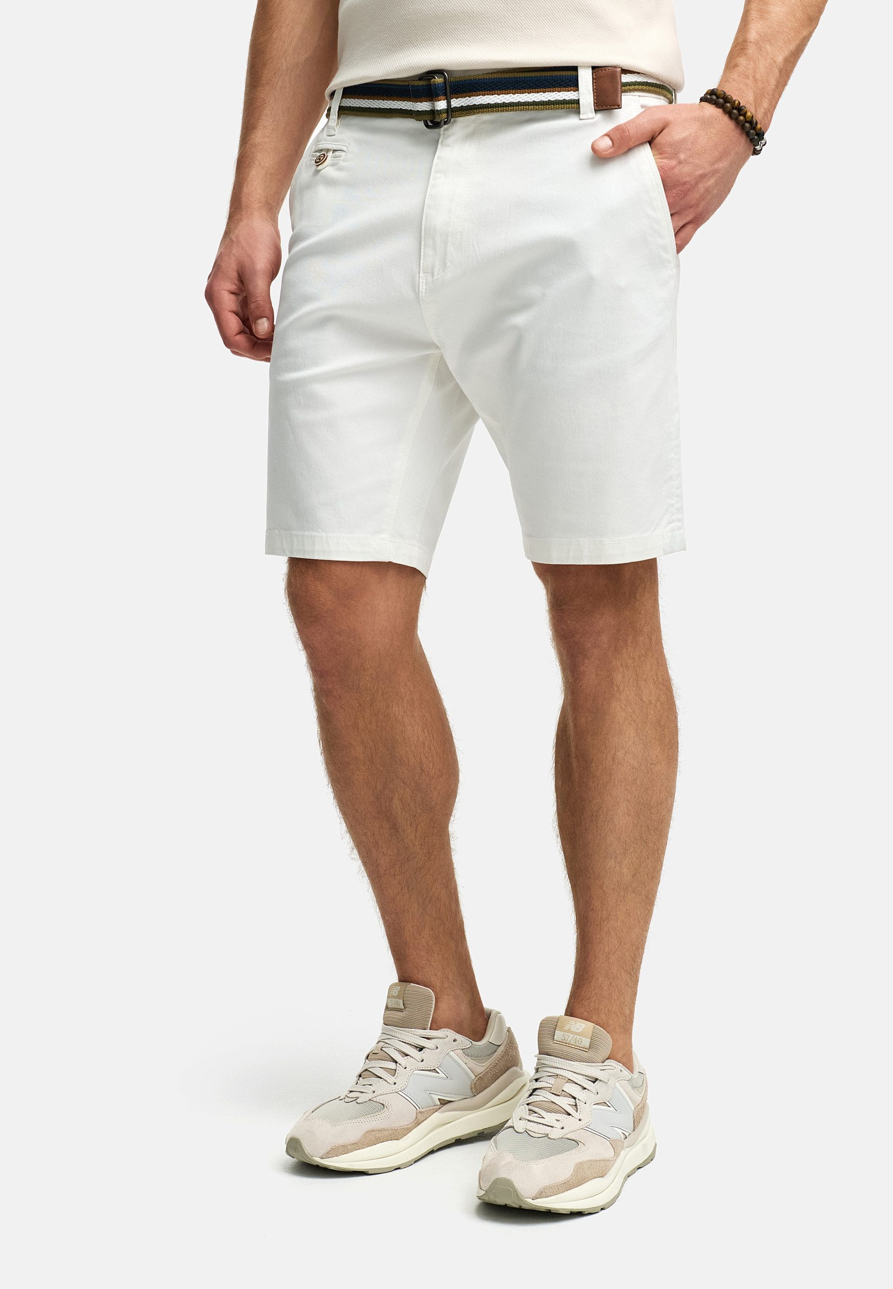 Indicode Chinoshorts Herren INThews Chino Shorts Herrenshorts aus Twill mit passendem Gürtel