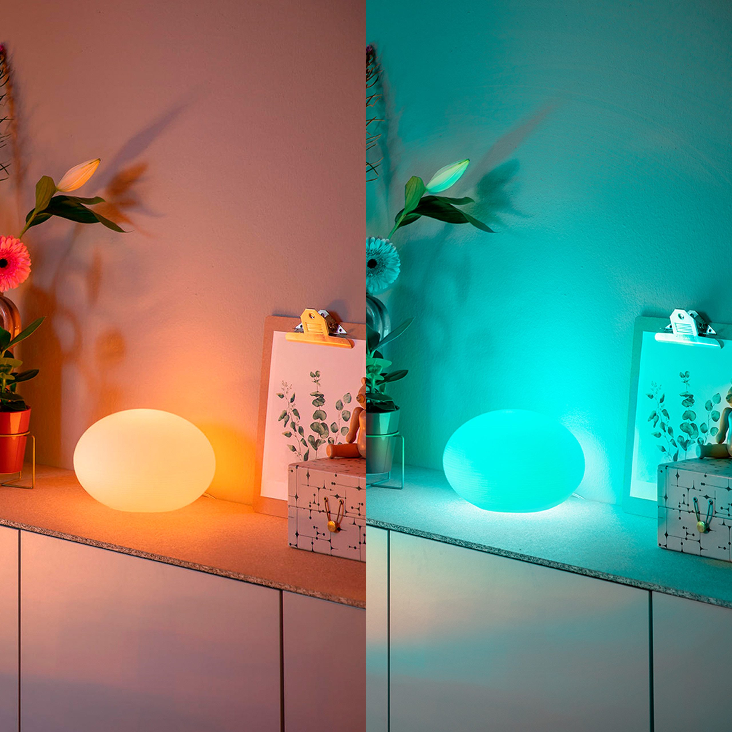 Philips Hue LED Tischleuchte White & Color Ambiance Flourish, Abschaltautomatik, Bluetooth, CCT - über Fernbedienung, Dimmer, Dimmfunktion, Einschlafhilfe, Farbsteuerung, Farbwechsel, Memoryfunktion, Nachtlichtfunktion, RGB, Smart Home, Tageslichtsensor, Timerfunktion, dimmbar über Fernbedienung, mehrere Helligkeitsstufen, LED fest integriert, Farbwechsler, dimmbar, Smart-Home fähig, steuerbar per App