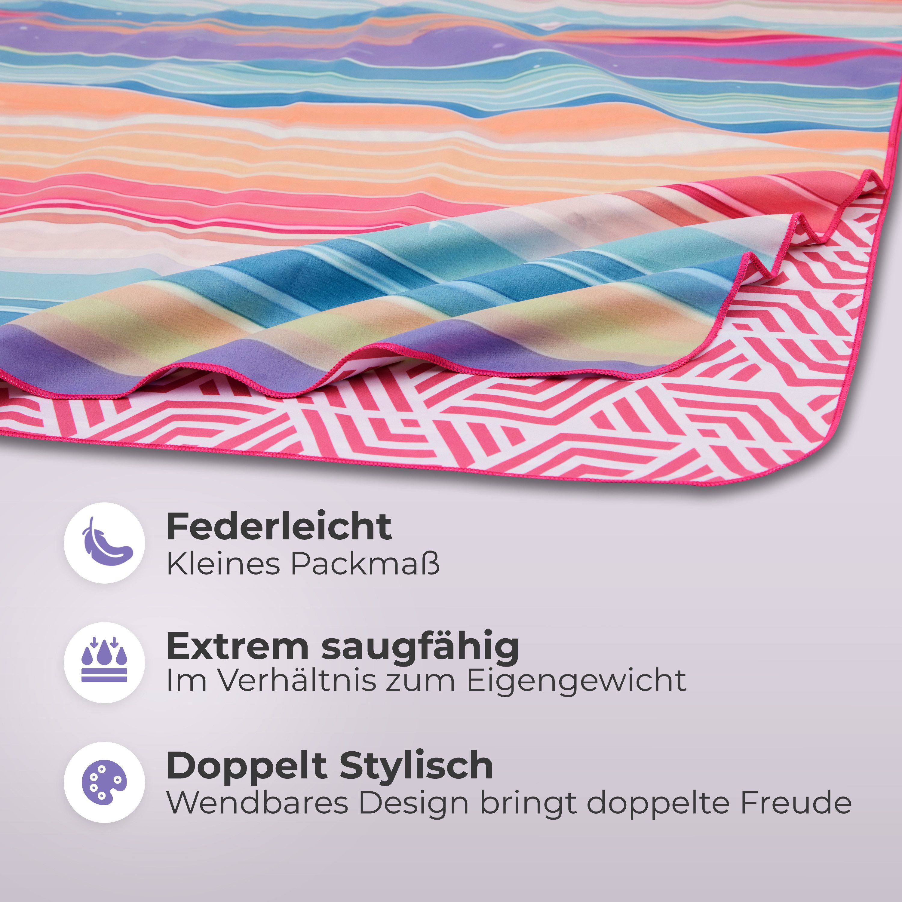 NirvanaShape Strandtuch Reise Handtuch Strandtuch XXL - Strandhandtuch, Mikrofaser Badetuch