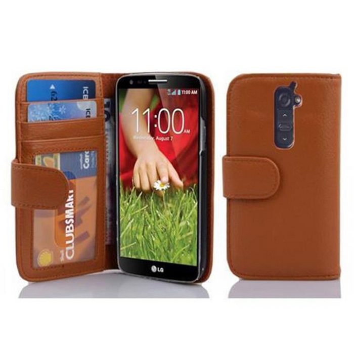 Cadorabo Handyhülle 3 Kartenfächer LG G2 Klappbare Handy Schutzhülle - Hülle - mit Standfunktion und Kartenfach
