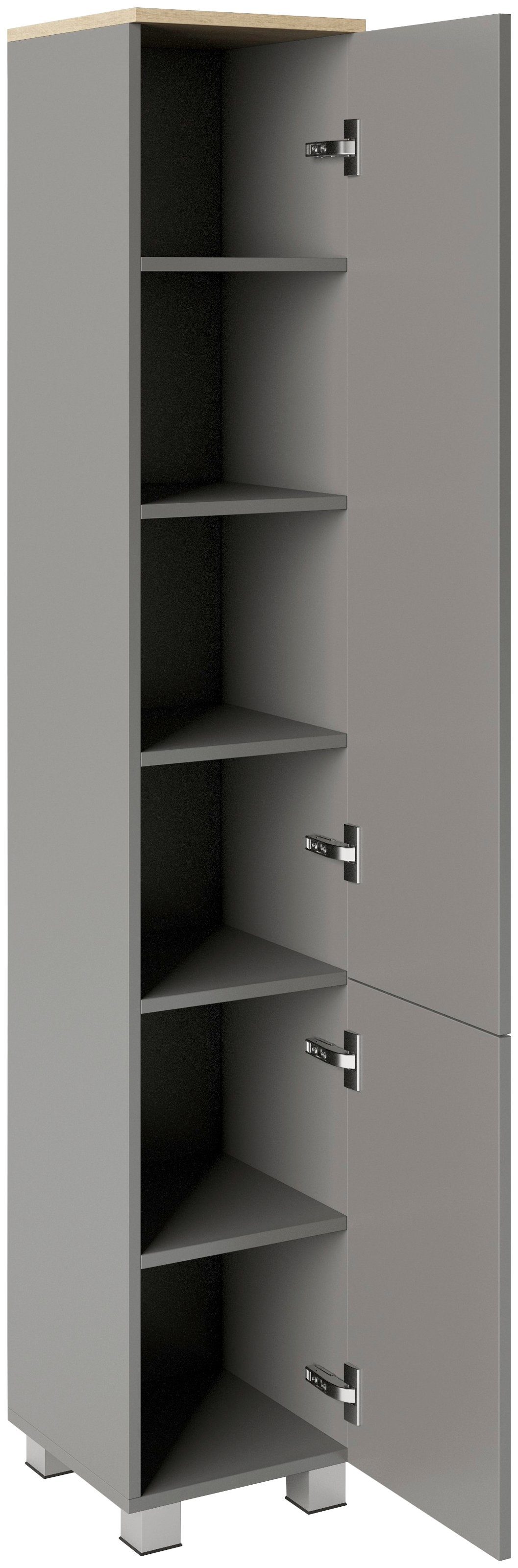 welltime Hochschrank Cosmo BxTxH: ca. grau/eiche cm, 6 30x32,5x171,5 verschiedene grau/eiche | Fächer artisan artisan Farben