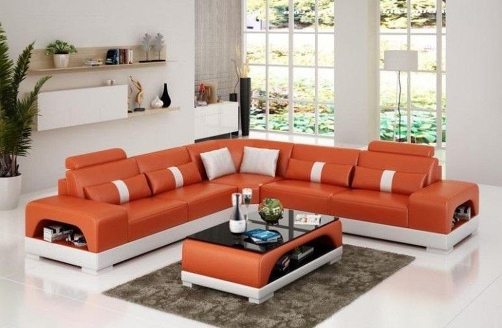 Ecksofa Eckcouch L-Form XXL Wohnlandschaft Sofa in Orange