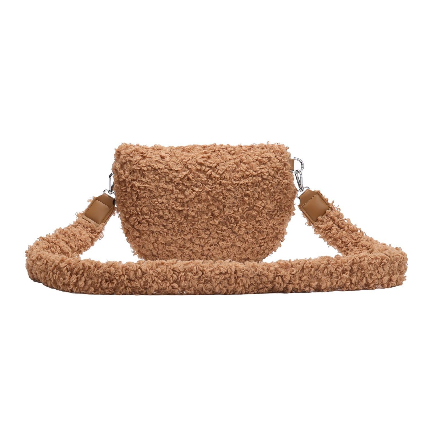 ITALYSHOP24 Bauchtasche Damen Tasche Teddyfell Plüsch Umhängetasche Kuscheltasche Bodybag Fell, Schultertasche Wintertasche Crossbody Lammfell-Optik Handytasche