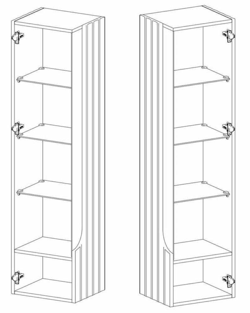 graphit Feldmann-Wohnen Vitrine 1-türig MDF Lorenzo (Lorenzo, 39x33x150cm Hängevitrinen-Set)