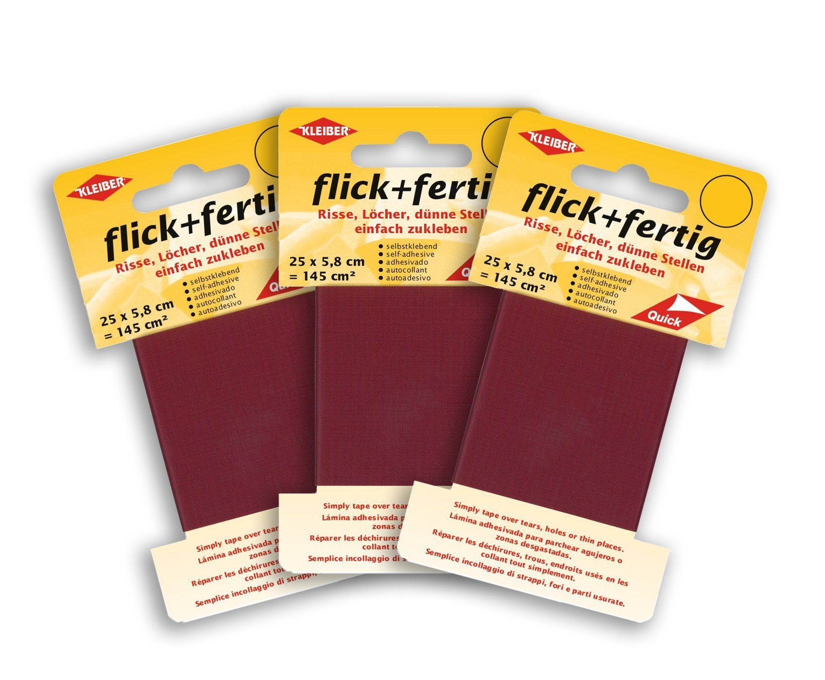 KLEIBER Aufkleber flick und fertig selbstklebendes Reparaturband aus Nylon 3er Set, (Packung), selbstklebend