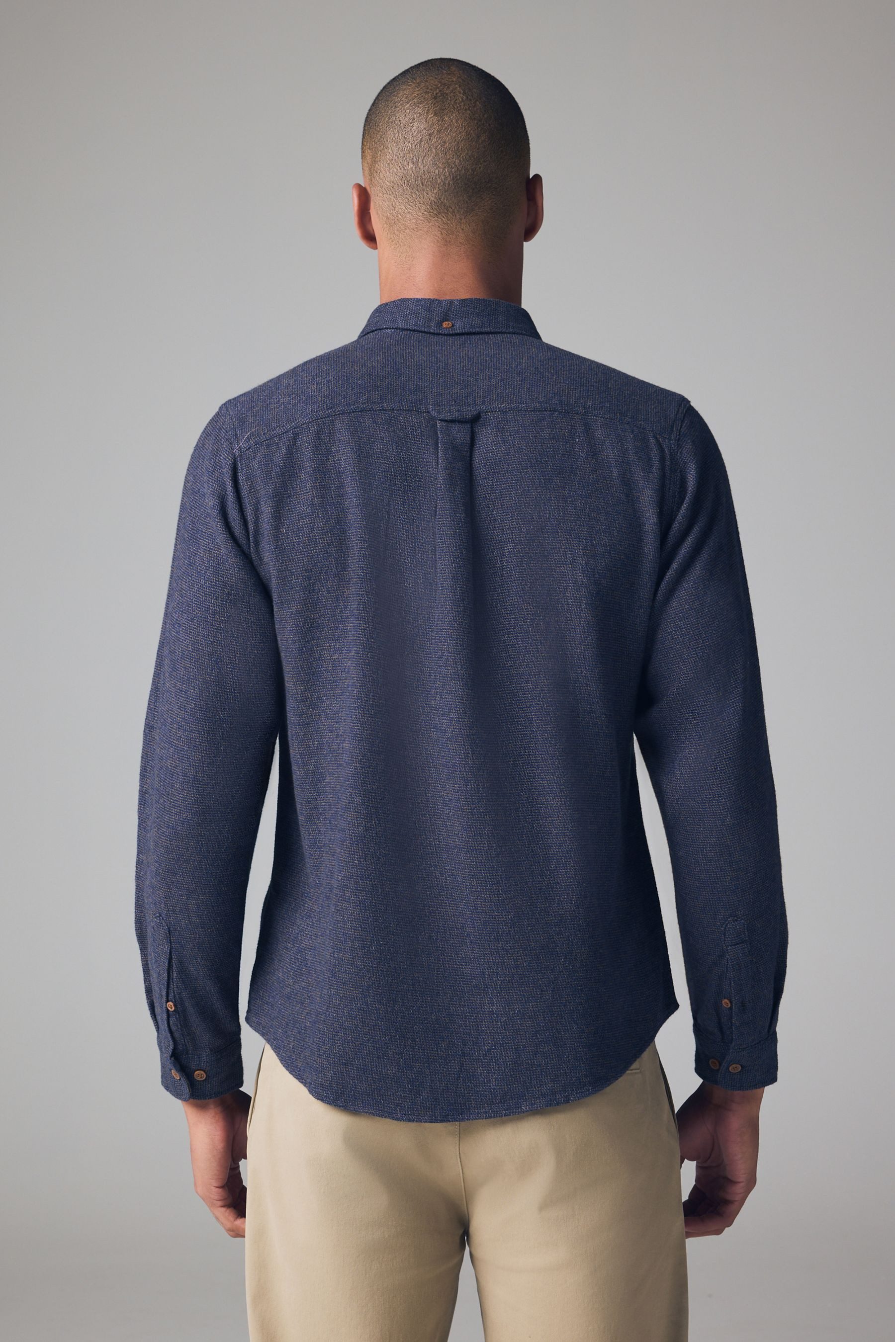 Next Langarmhemd Langarmhemd mit angerauter Struktur (1-tlg)