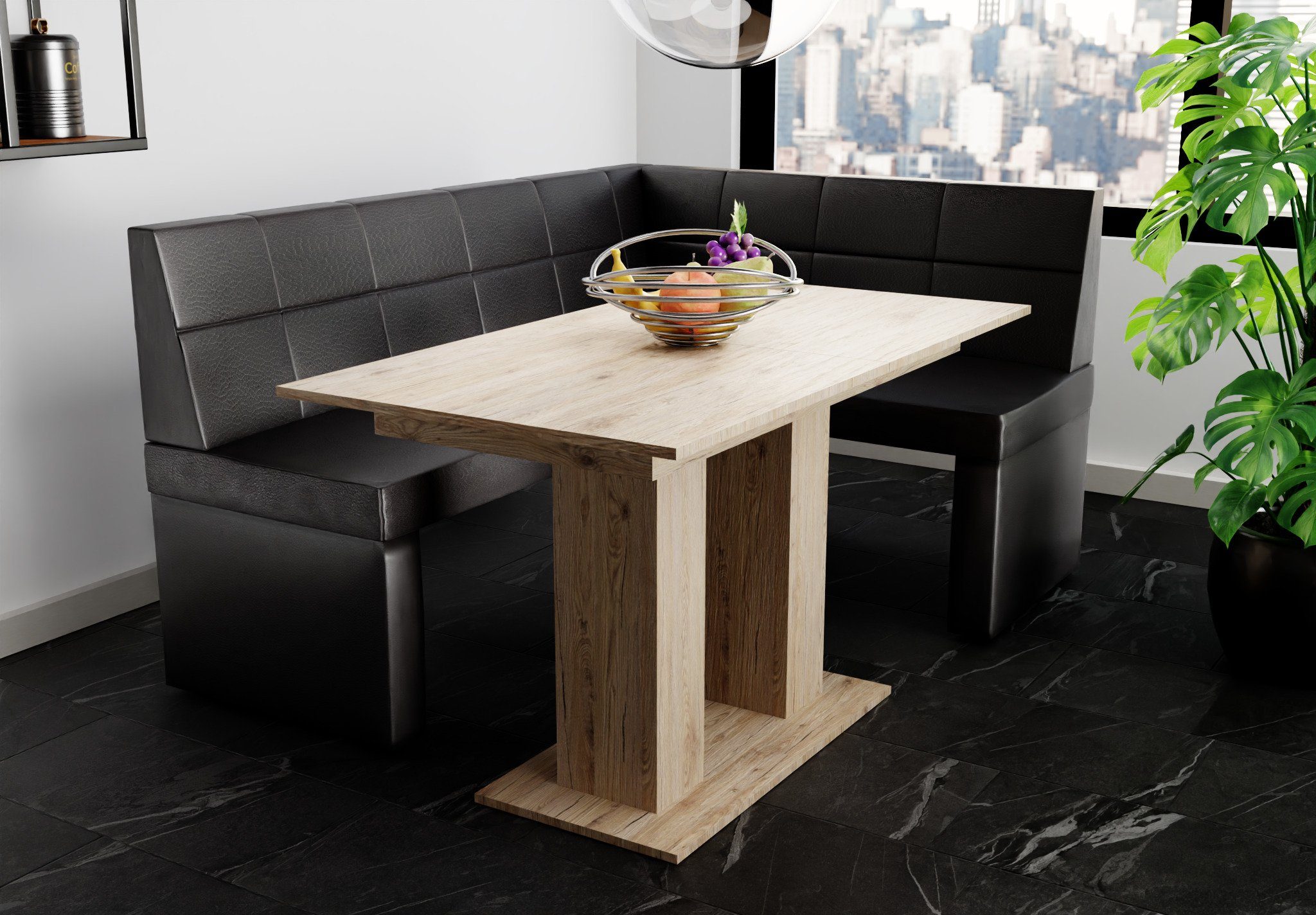 Fun Möbel Eckbankgruppe Eckbankgruppe Tisch Tisch Sonoma, mit „BLAKE“ ausziehbarer Größe 168x128cm