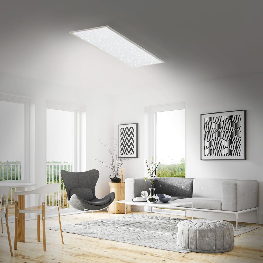 Briloner Leuchten LED Deckenleuchte 7304-016, Dimmfunktion, LED fest integriert, 2700K - Extra-Warmweiß, Stern Deckenlampe dimmbar CCT Steuerung 119,5cm