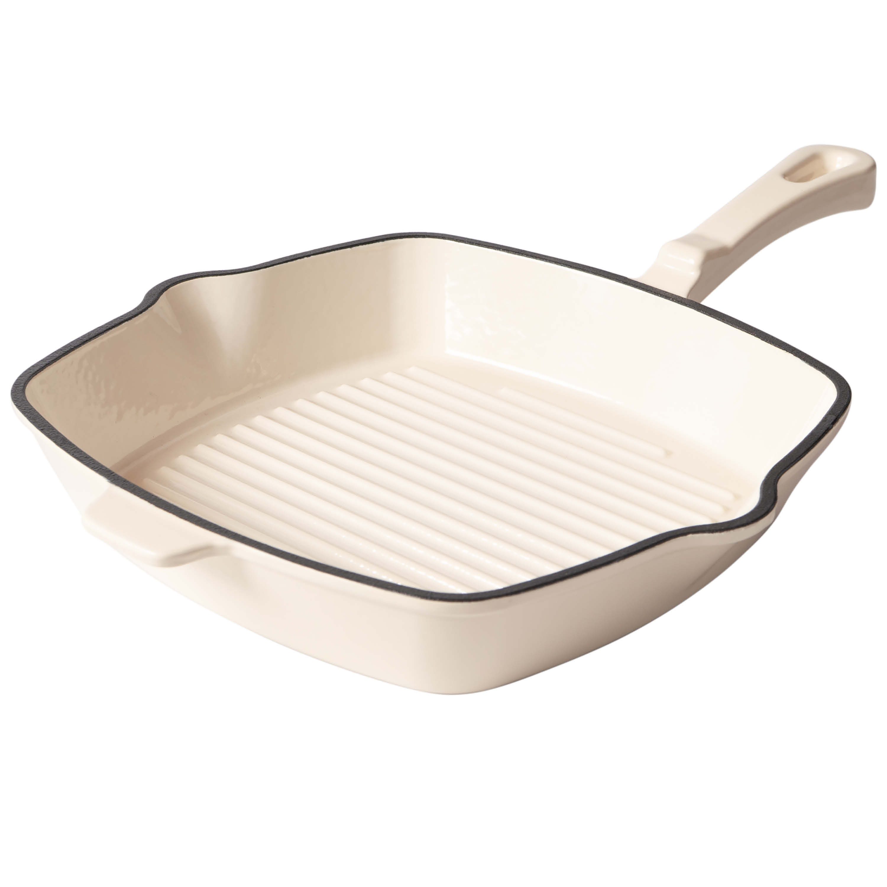 RÖMERTOPF Grillpfanne Gusseisen Grillpfanne 24cm Creme, Gusseisen (Set, Set), Alle Herdarten inkl. Induktion, bis 250 °C