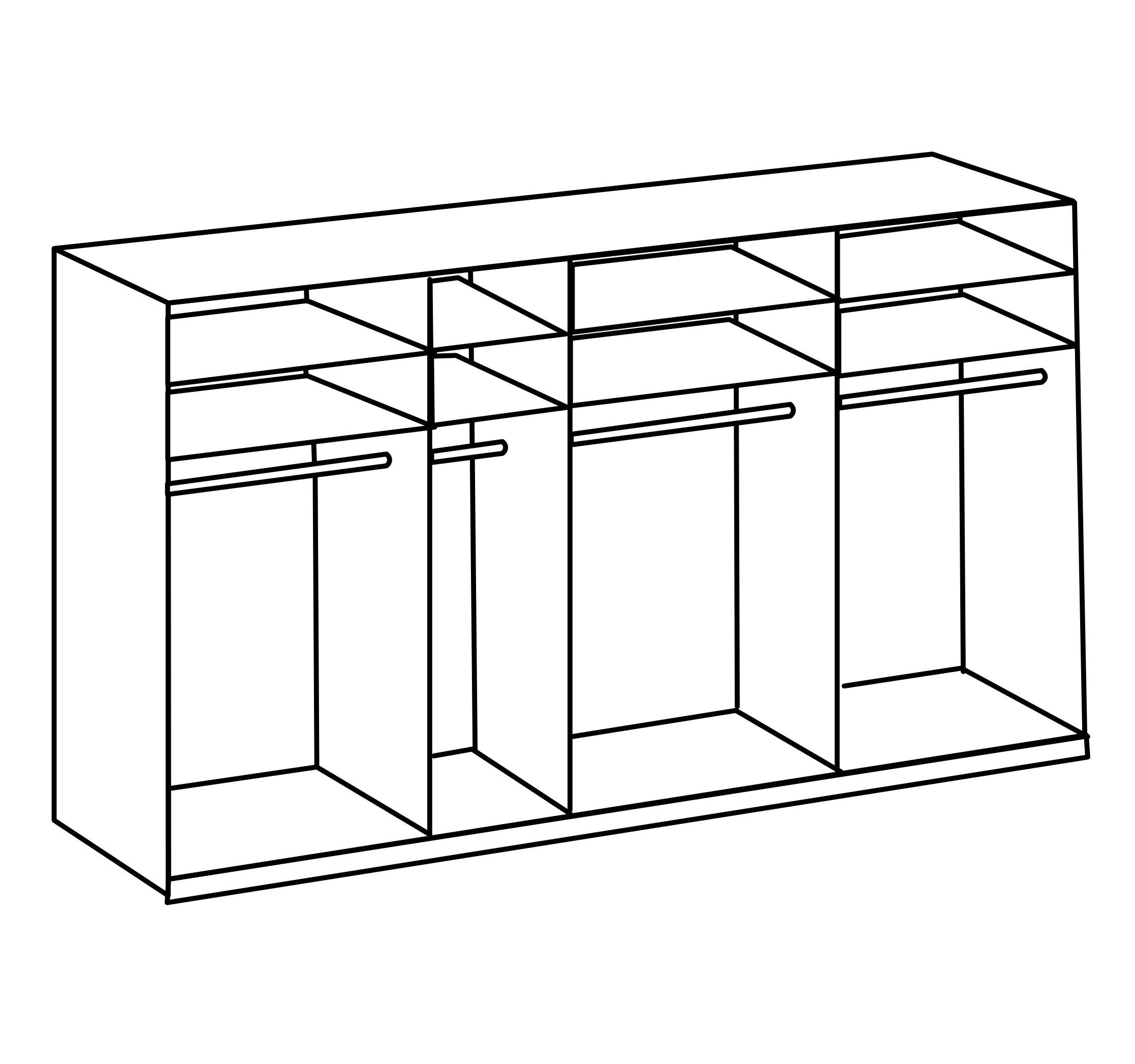 cm) GLAS Einlegeböden in mit 4 freiraum WEISS 8 (BxH: + Escape 350x236 Türen Schwebetürenschrank und WEISS