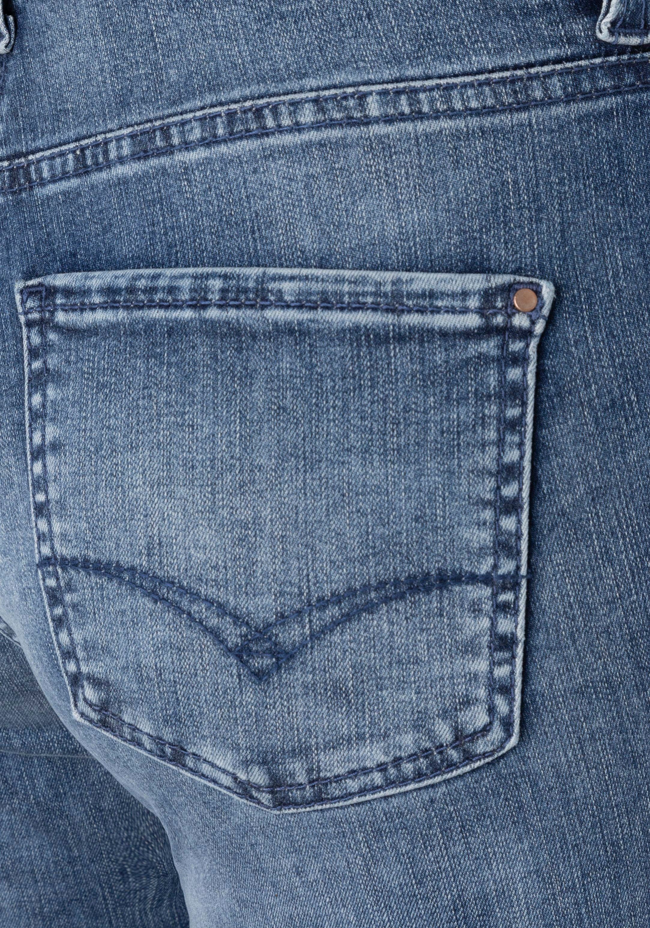 MAC 3/4-Jeans Dream Kick Saum blue und leicht modisch verkürzt washed dk ausgestellt