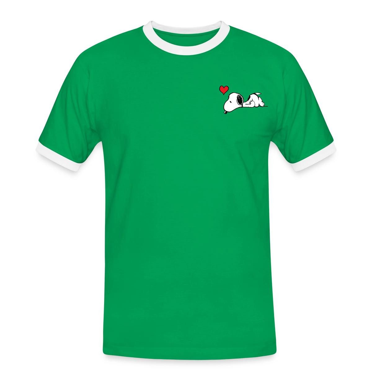 Spreadshirt T-Shirt Peanuts Snoopy Herz Brustmotiv Männer Kontrast T-Shirt (1-tlg)
