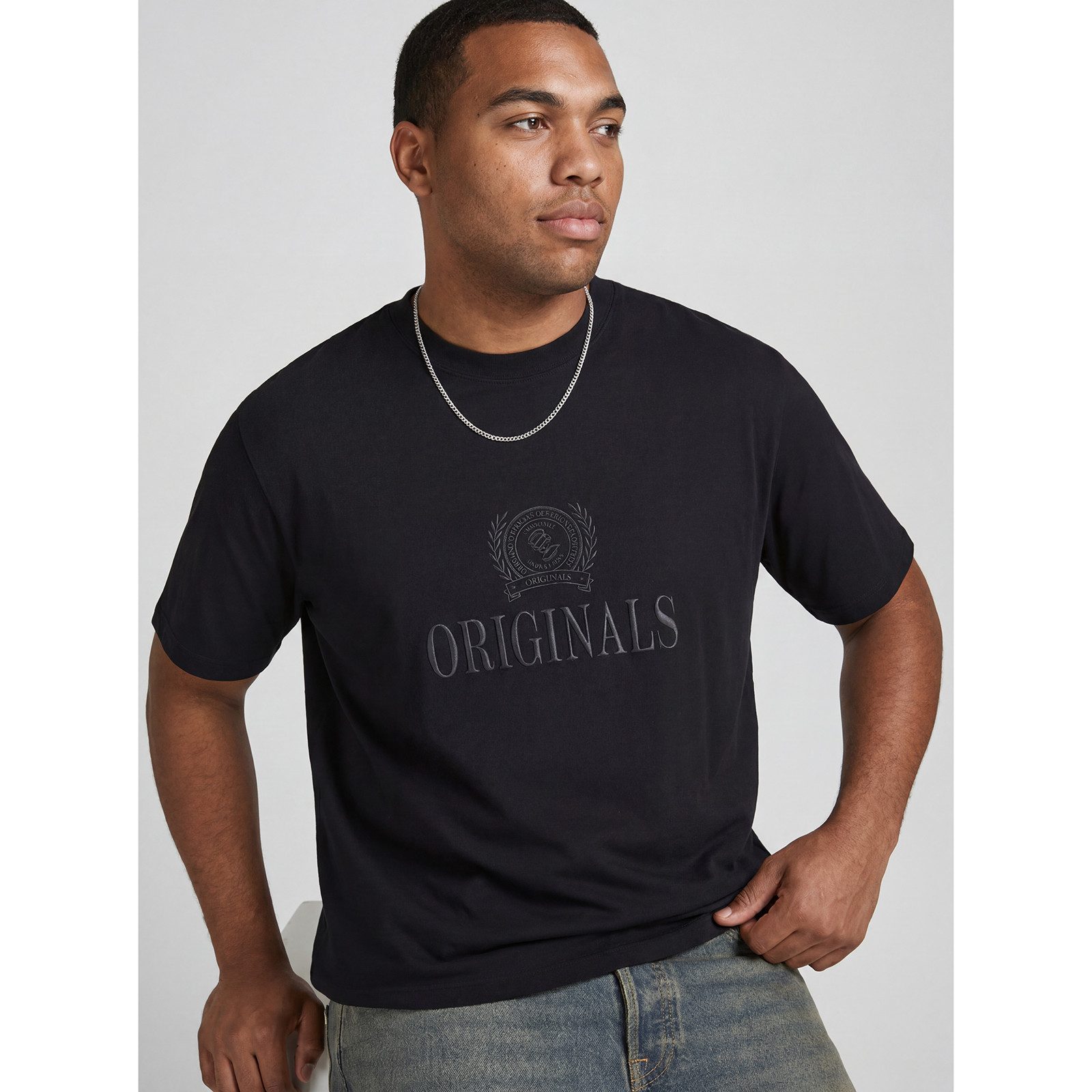 Jack & Jones Rundhalsshirt Jack&Jones XXL T-Shirt JORFREDERIKSBERG schwarz Print