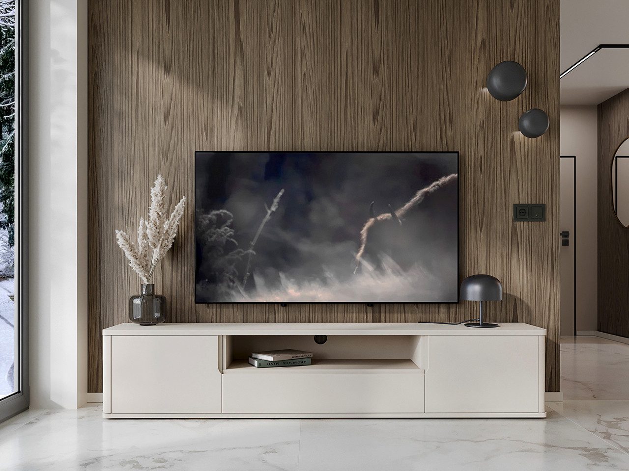 MOEBLINE Lowboard Hängender TV Schrank Kommode RADDIO 180 kaschmir günstig online kaufen