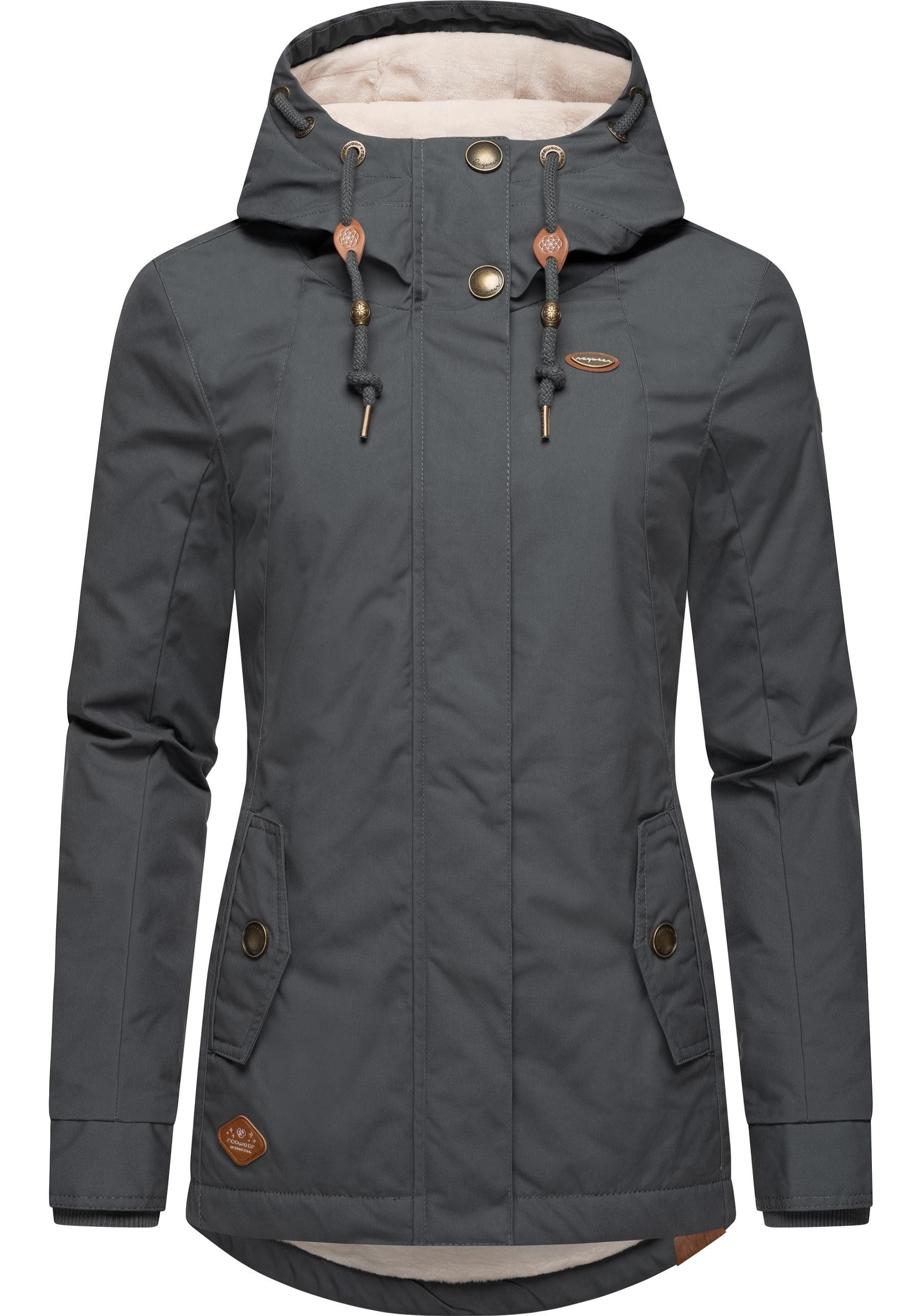 Ragwear Winterjacke Monade Damen Winterparka mit Kapuze und m. Fleece gefüttert