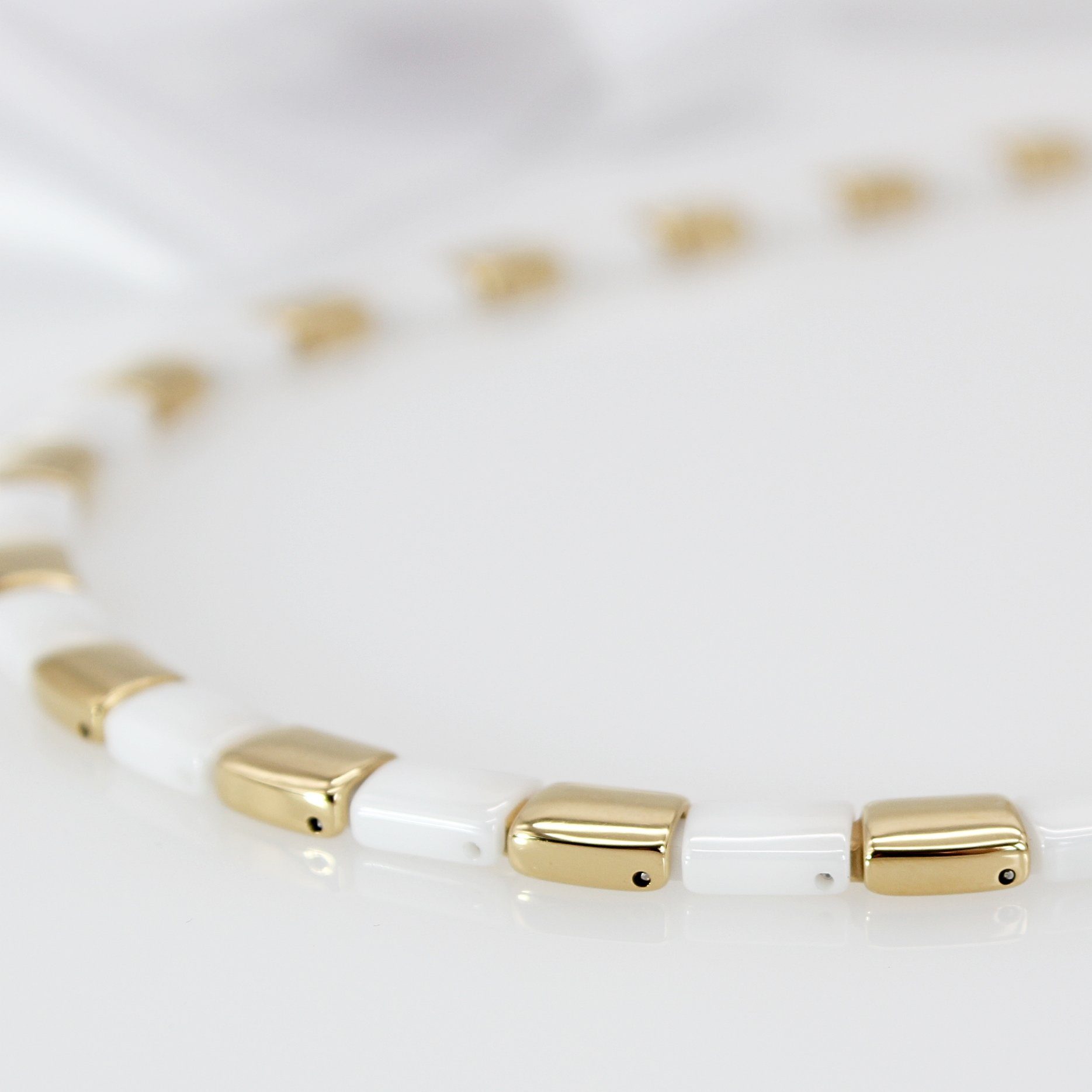 ELLAWIL Collier Kette Collier Gold Damenkette Edelstahl Geschenkschachtel cm), inklusive (Kettenlänge Weiß, und Keramik 48 aus