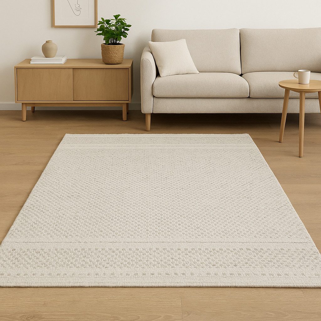 Myflair Möbel & Accessoires Wollteppich Wooly Nature, rechteckig, Höhe: 10 mm, Handwebteppich, reine Wolle, Scandi Design, handgewebt, Wohnzimmer