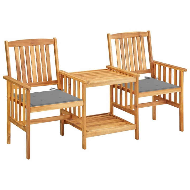vidaXL Gartenlounge-Set Gartenstühle mit Teetisch und Kissen Akazie Massivholz, (1-tlg)