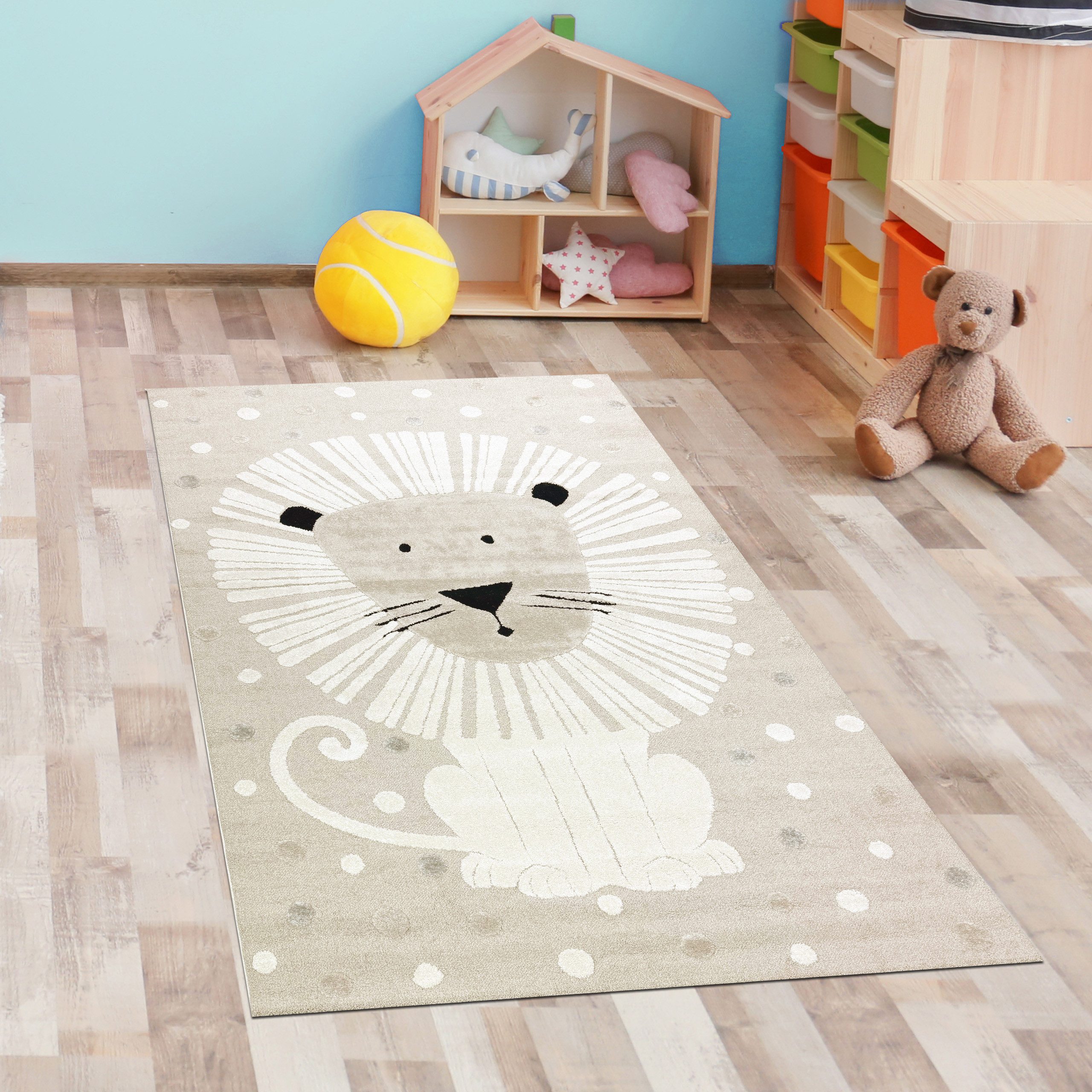 Carpetia Kinderteppich Kinderzimmer Löwe Spielzimmer Teppich günstig online kaufen