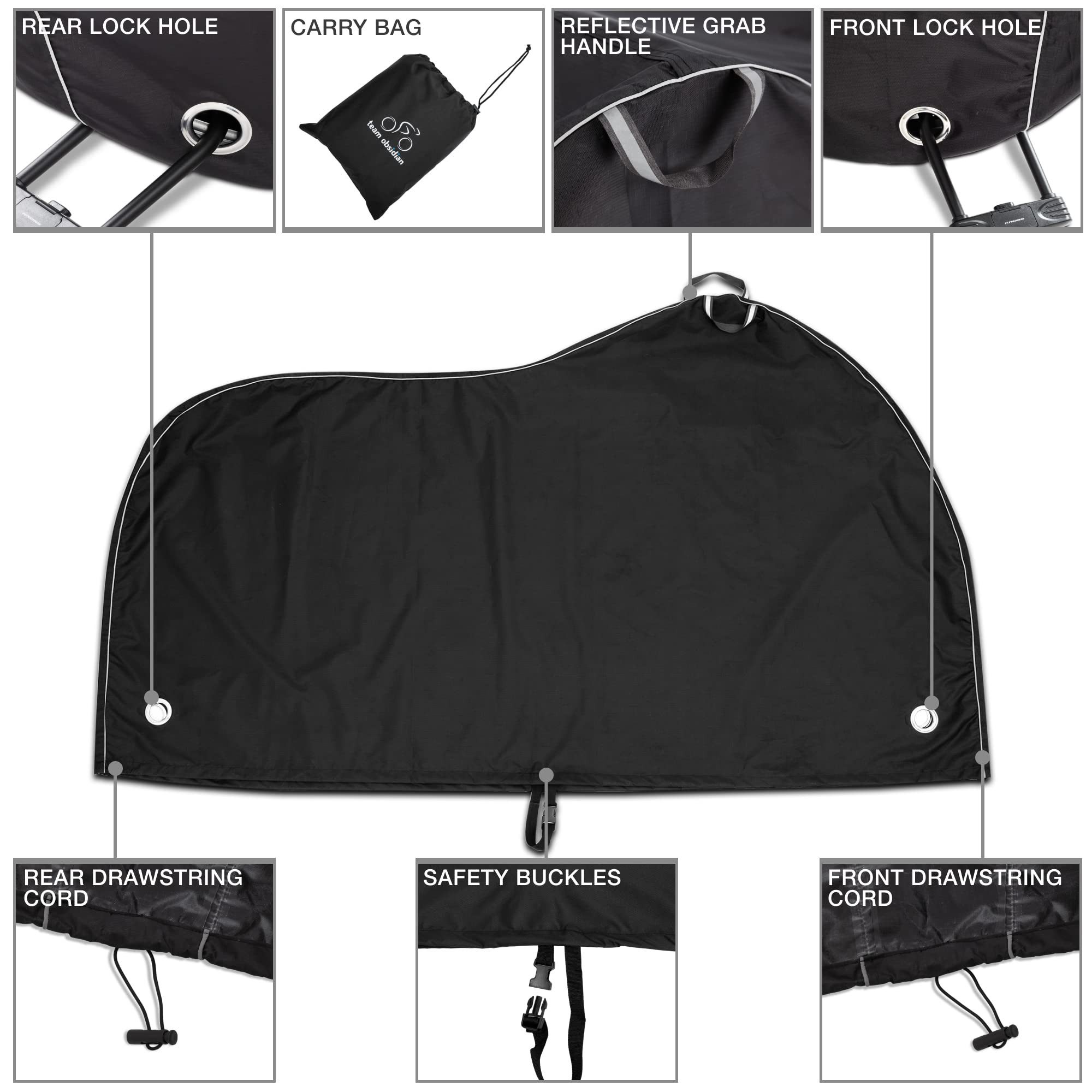TeamObsidian Fahrradschutzhülle TeamObsidian Fahrradabdeckung wasserdicht Größe L UV-Schutz Schwarz – Bild 4 von 5