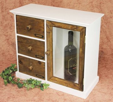 DanDiBo Schmuckschrank Minikommode Schubladen mit Tür Holz Schubladenschrank 12019 Küchenschrank Natur Regal 50 cm Shabby Chic Küchenregal Vitrine