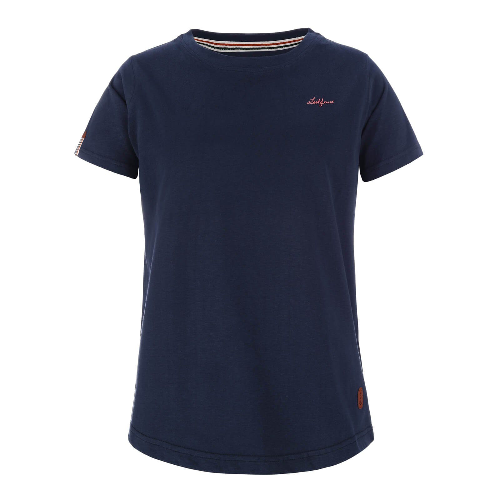 Leitfeuer T-Shirt Damen Kurzarmshirt - Rundhalsshirt einfarbig aus Baumwolle dunkelblau