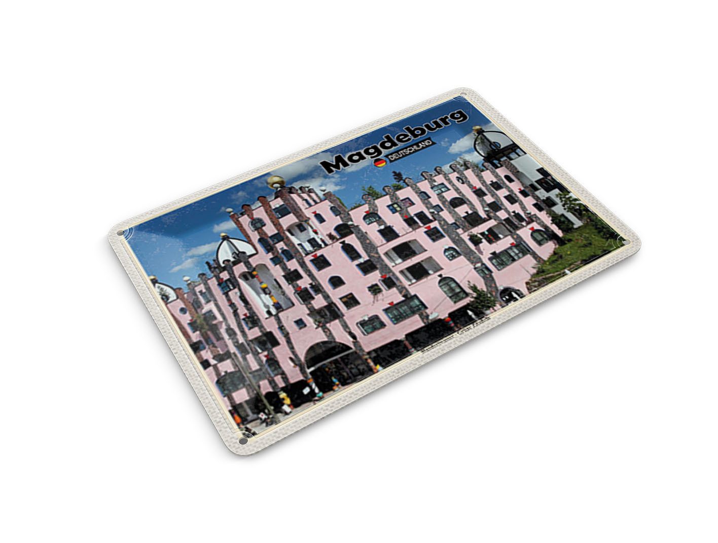 Femer GmbH Postkarte Städte Magdeburg Hundertwasser Gebäude 14x10 cm, unfrankiert