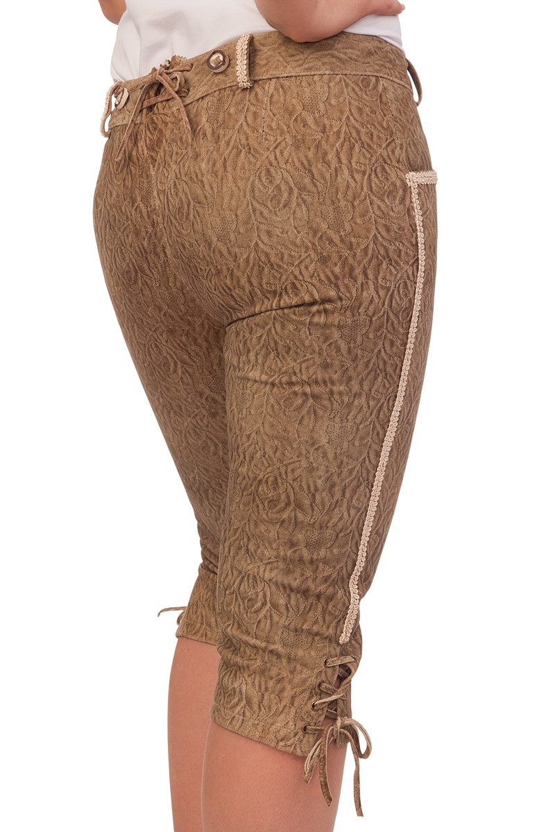 Krüger Madl Lederhose Trachtenlederhose Damen - SCHLANGE KB - braun