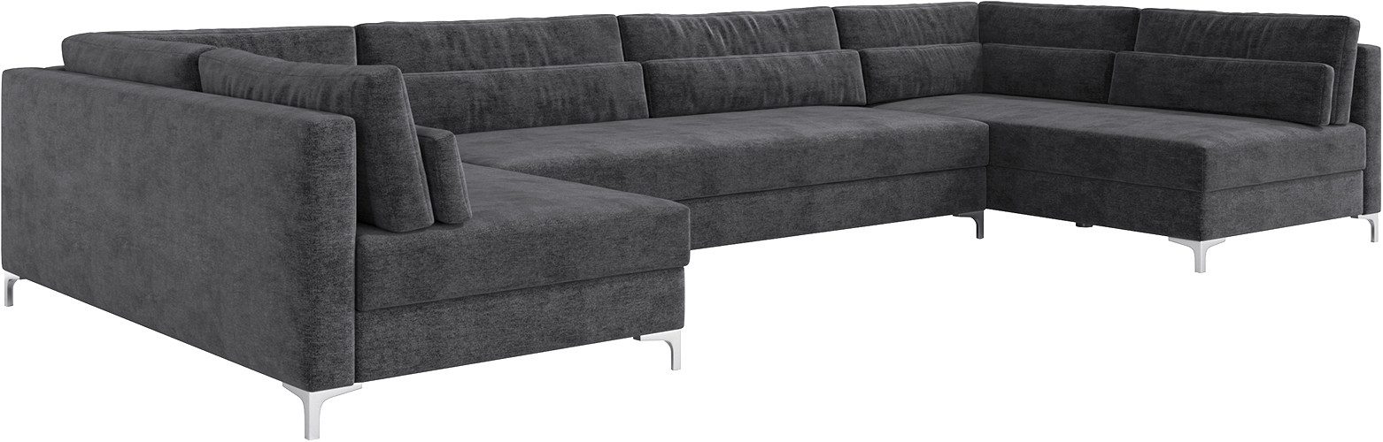 DELIFE Wohnlandschaft Elio, Mikrofaser Graphite 400x185 cm XL Wohnlandschaft