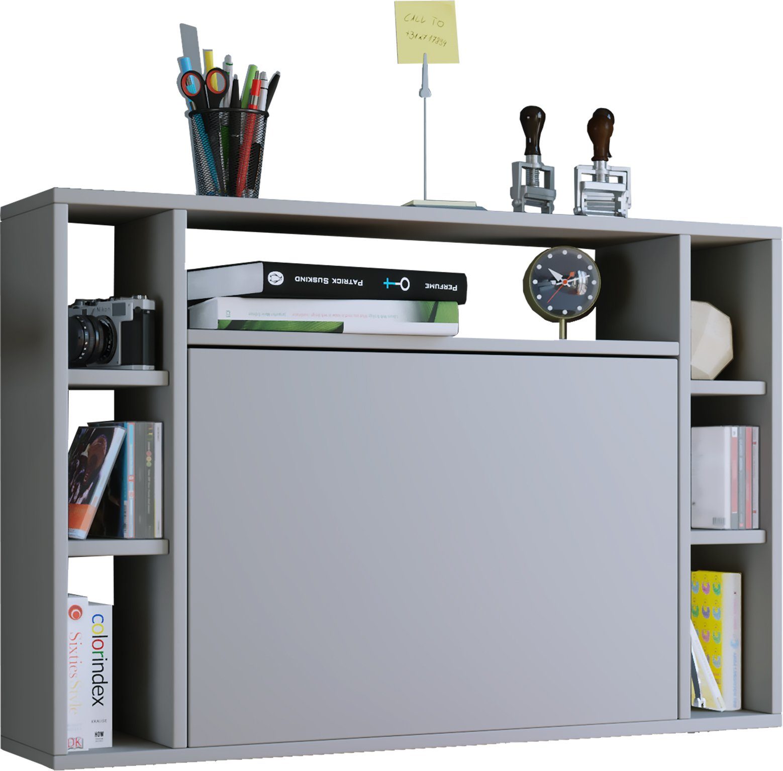 VCM Schreibtisch Wandila Computertisch B. 90 x T. 20 x H. 60 cm, Klapptisch mit 1 Tür, Wandmontage, fürs Homeoffice Büro – Bild 2 von 5