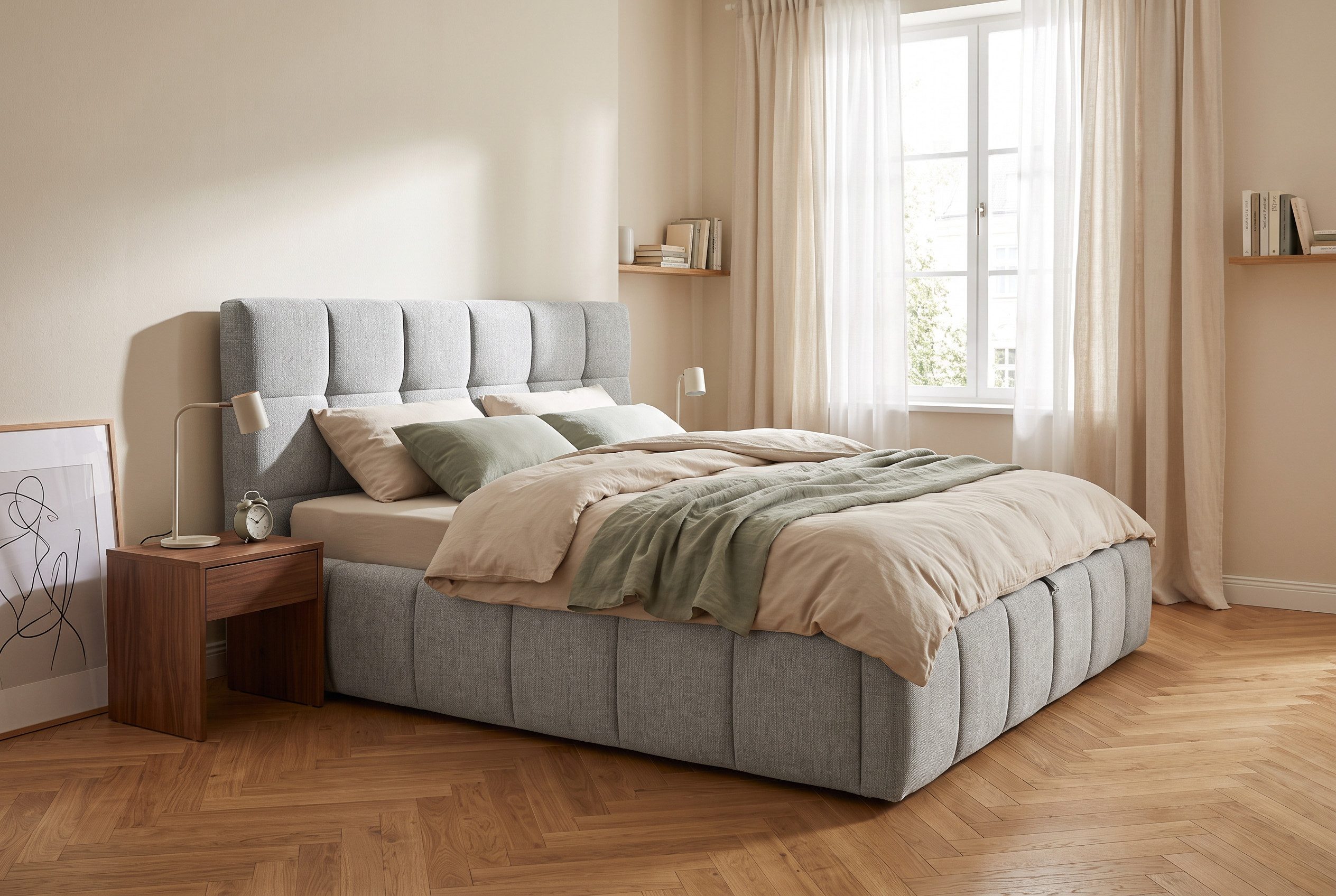 OTTO home Polsterbett EDDION, Stauraumbett mit Lattenrost und Bettkasten, 180x200cm, hochwertiger Chenille-Bezug, gepolstertes Kopfteil und …