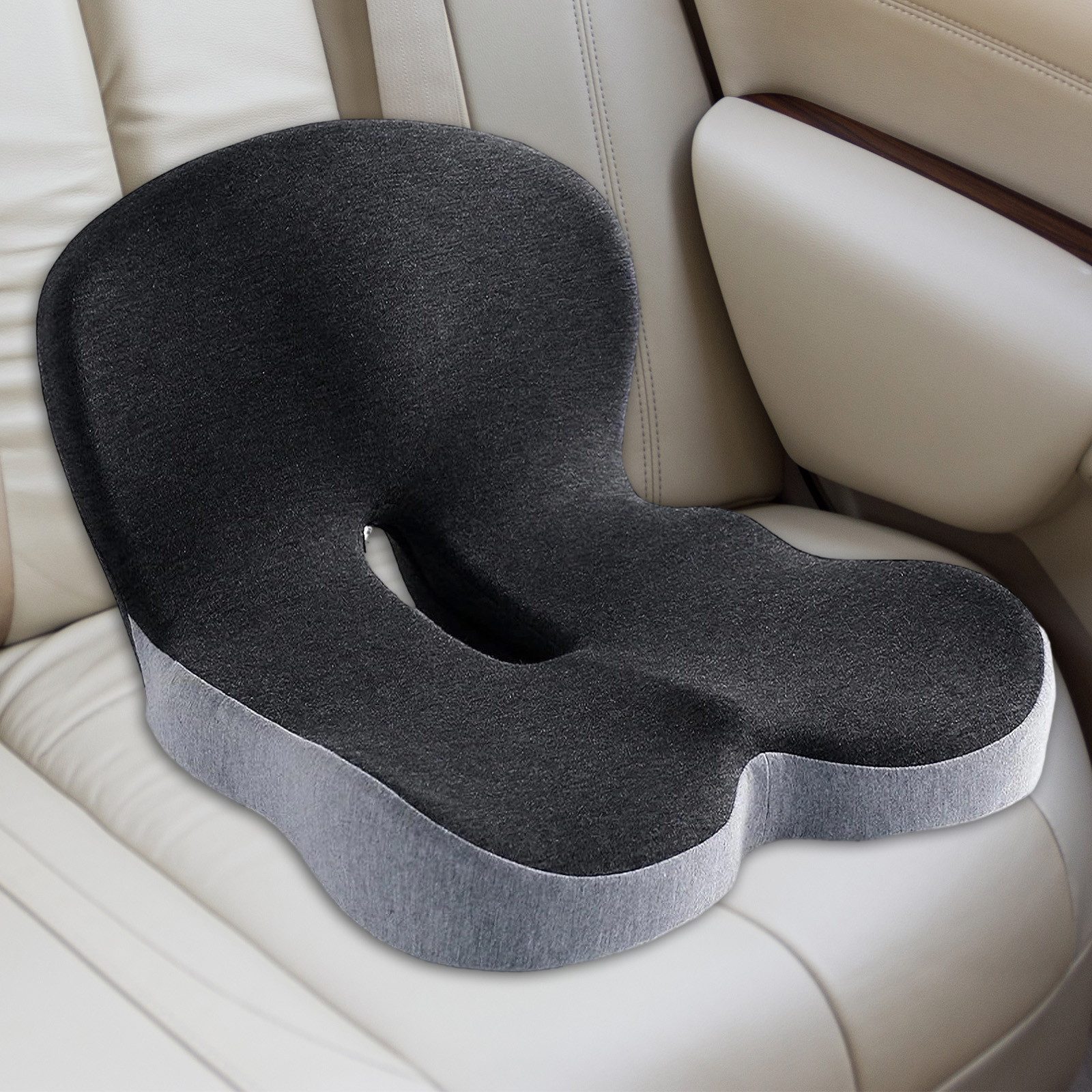 OKWISH Sitzkissen Orthopädisches Steißbeinkissen Memory-Schaum Gesäßkissen Lendenkissen, mit Aussparung und rutschfester Unterseite für Büro Auto Zuhause