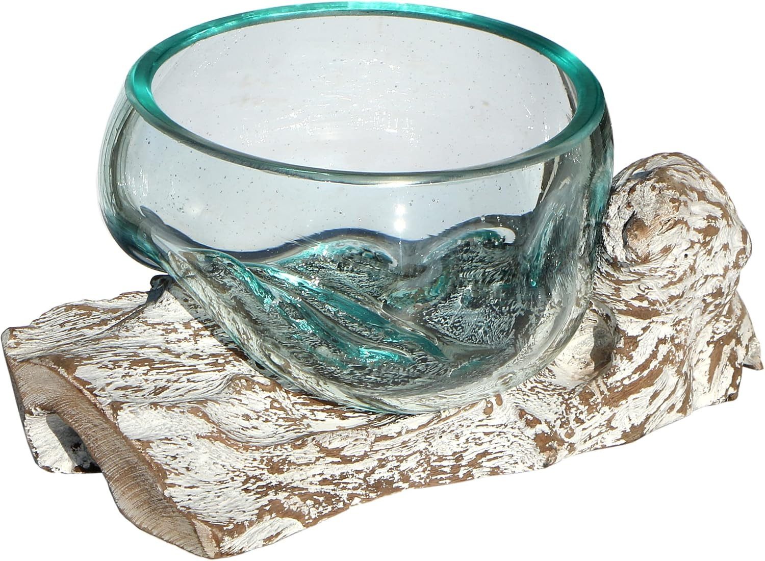 Wogeka Dekoschale Glas-Schale auf weißem Wurzelholz Teakholz Gamal Vase günstig online kaufen