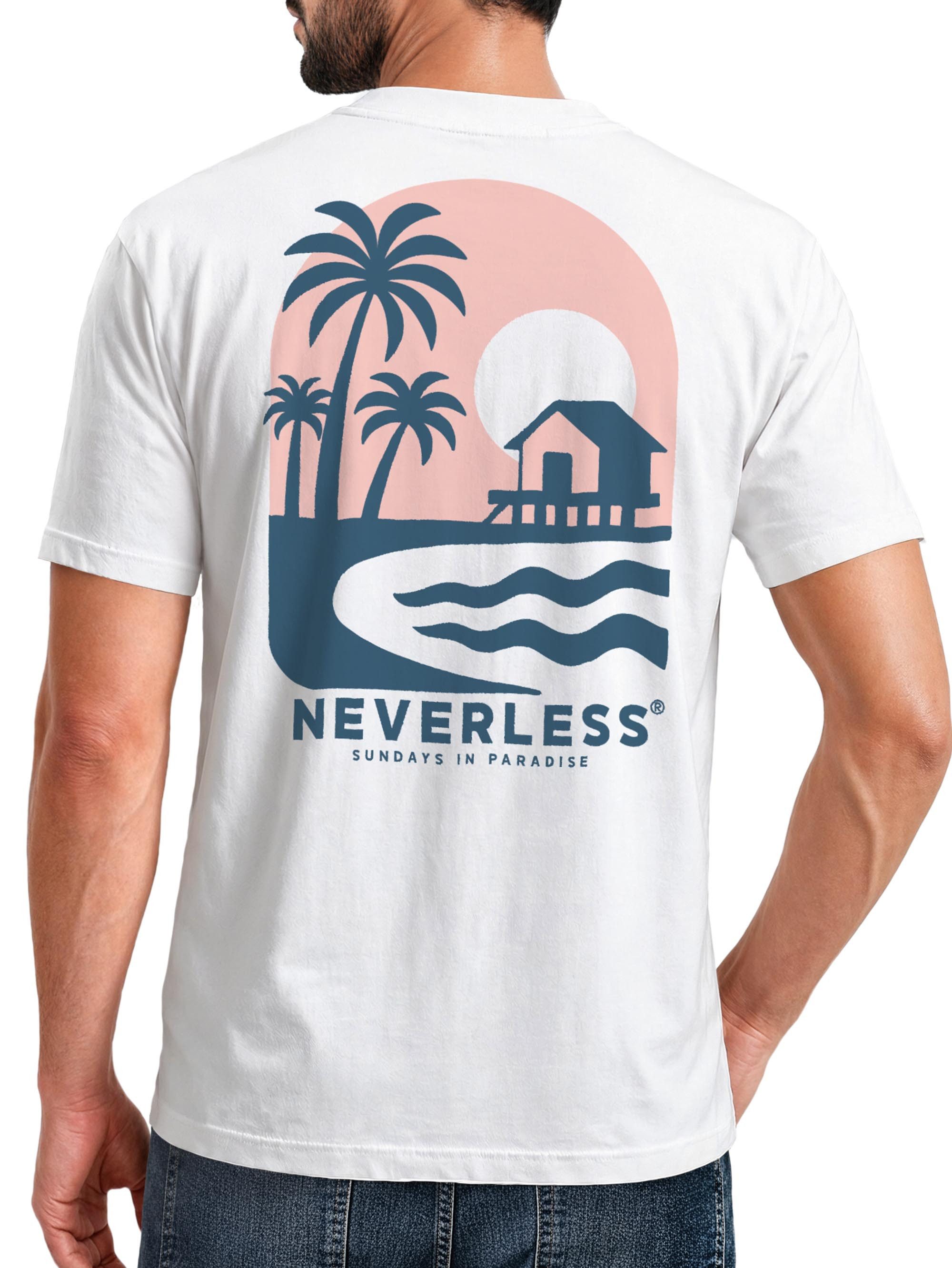 Print-Shirt Herren T-Shirt Backprint Sommer Grafikshirt mit Palmen-Print Fashion