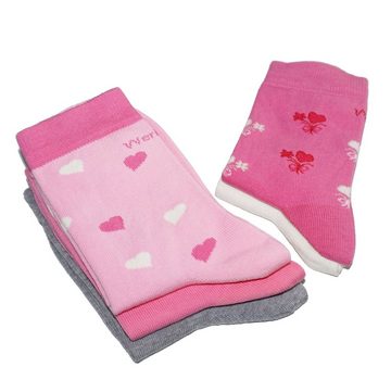WERI SPEZIALS Strumpfhersteller GmbH Basicsocken Kinder Socken 5-er Pack >>Erdbeere<< aus Baumwolle (Set) 5er-Pack