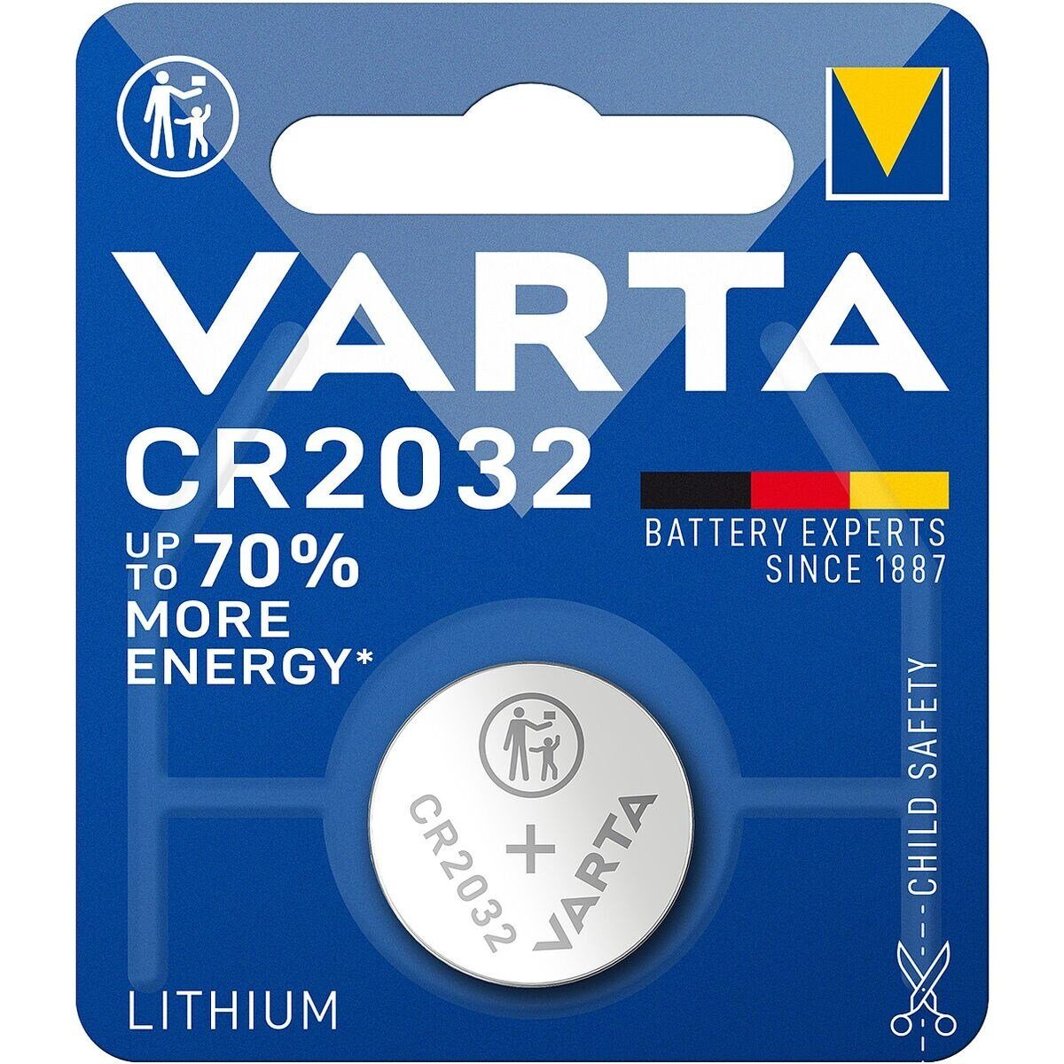 VARTA ELECTRONICS Knopfzelle, (1 St), CR2032, lange Lebensdauer